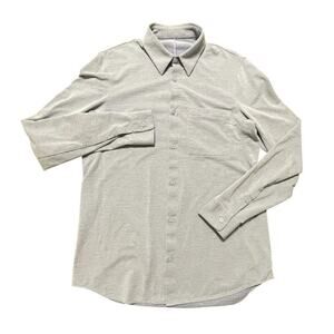 Lululemon Tech Performance Slim Fit LS Button Up Shirt Gray Medium Men EUC